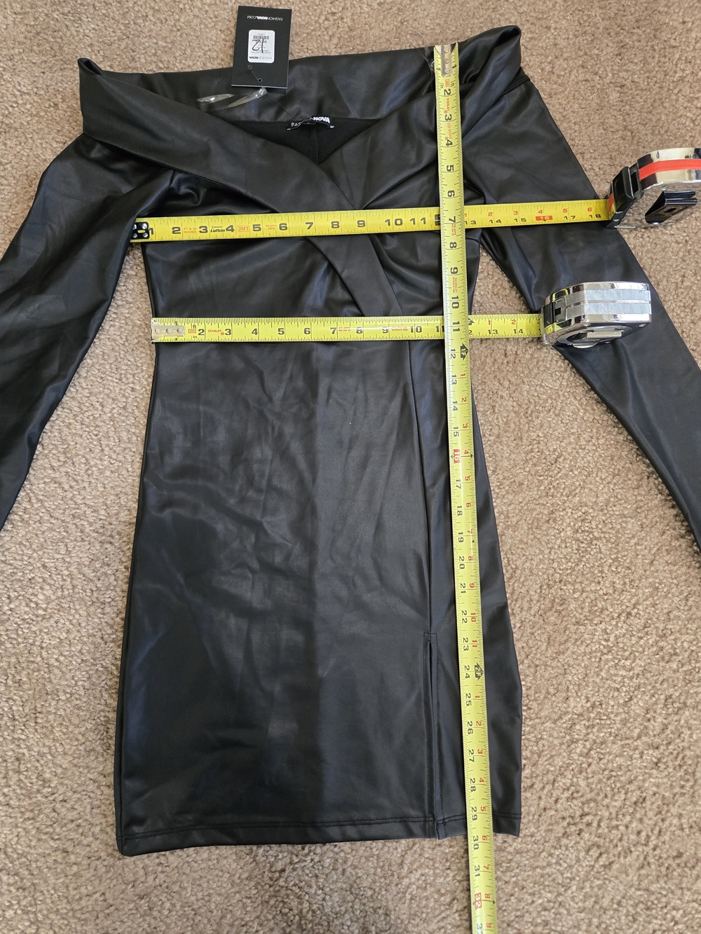 Fashion Nova Black Faux Leather Dress with Branded Tag - Picture 4 of 7